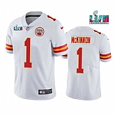 Men & Women & Youth Kansas City Chiefs #1 Jerick McKinnon White Super Bowl LVII Patch Vapor Untouchable Limited Stitched Jersey,baseball caps,new era cap wholesale,wholesale hats